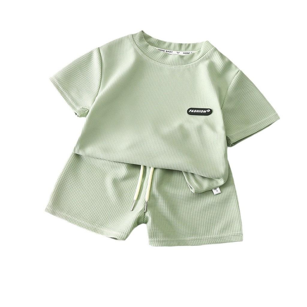 Childrens Summer Short Sleeve Shorts Pajamas With Soft Waffle Fabric For Kids