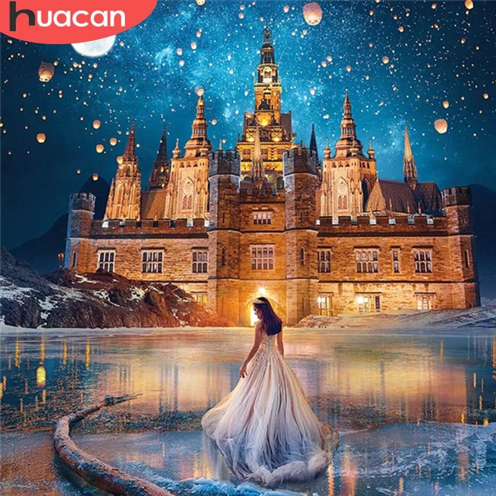 huacan 5D DIY Алмазная картина Замок Вышивка крестиком Новое поступление Алмазная вышивка Пейзаж Картина со стразами Декор для дома