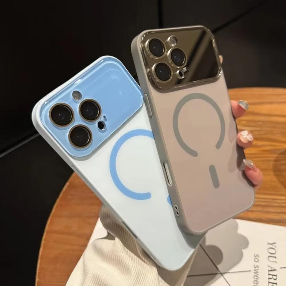 Роскошный матовый стеклянный протектор камеры для телефона чехол для IPhone 17 Pro Max 17Air 16 15 14 13 12 с магнитной беспроводной зарядкой