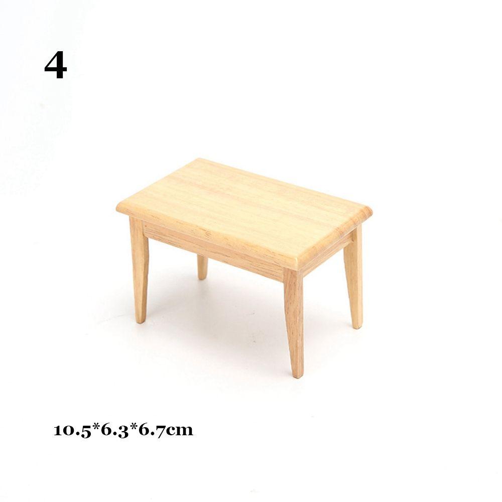 Miniature 1/12 Dollhouse Wooden Table Doll House Decoration Simulation Chair Table Furniture Toys
