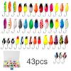 43pcs Metal Fishing Lures Set 2.3g-3.5g Spoon Hard Bait for Trout Bass Casting
