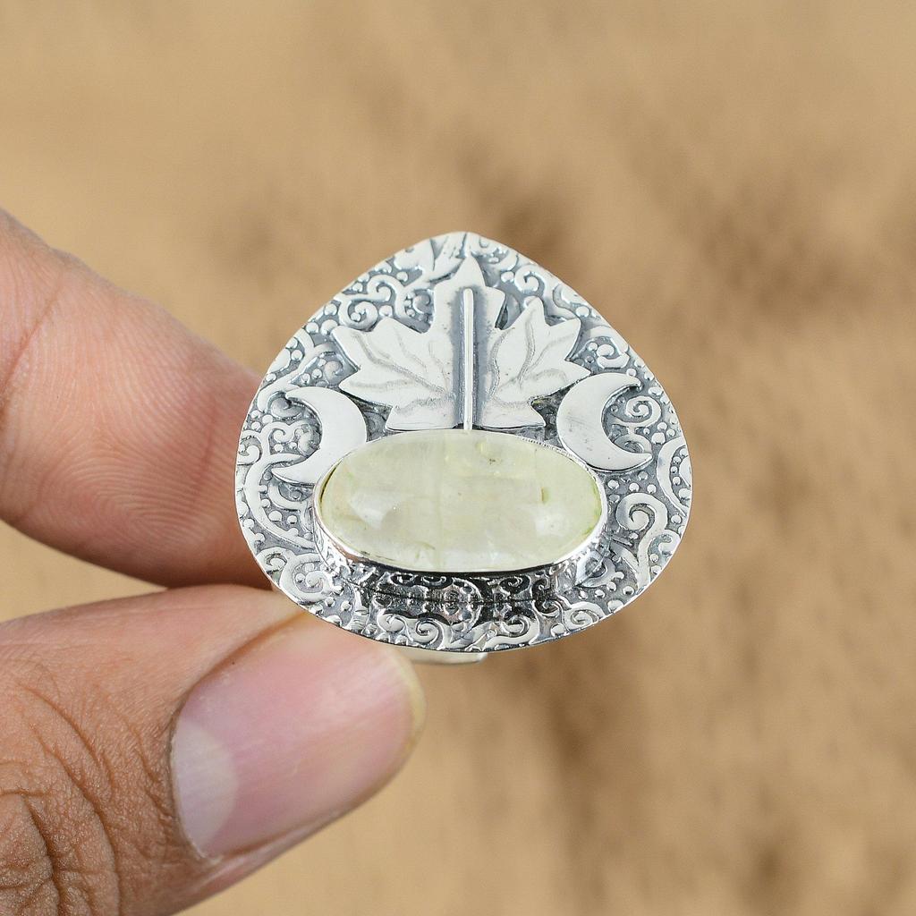 Oval Moonstone Stone 925 Sterling Silver Promise Mother Birthday Ring Jewelry