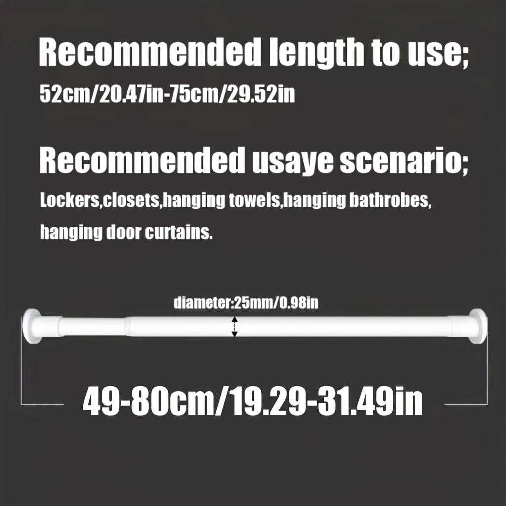 1 шт. Телескопическая штанга без сверления со встроенной пружиной - Прочная поддержка для душевых занавесок, сушилок, окон, римских карнизов и гардеробной штанги