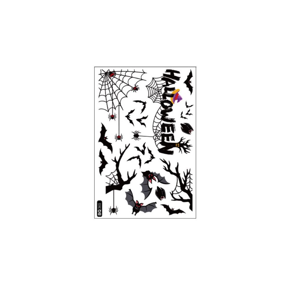 Черные Хэллоуин Наклейки Статические Мультяшные Паук Летучая Мышь Наклейки Витрина Дверь Окно Украшение Дома Страшная Наклейка Гладкая Поверхность