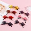Trendy Small UV Protection Film Metal Men's Shades Sun Glasses Women's Sunglasses Diamond Shape