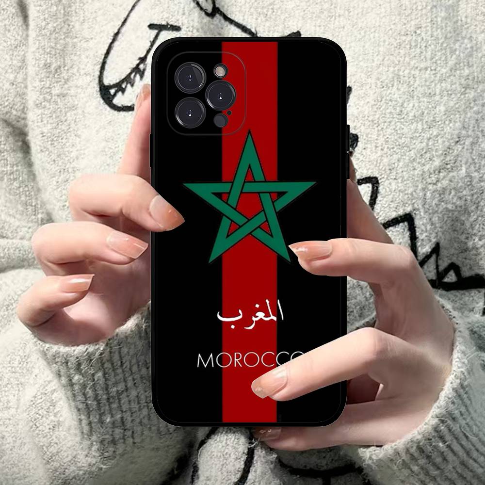 Morocco Map Flag Phone Case For IPhone 16 Pro Max 15 17 Plus 14 13 12 Mini 11 Black Cover