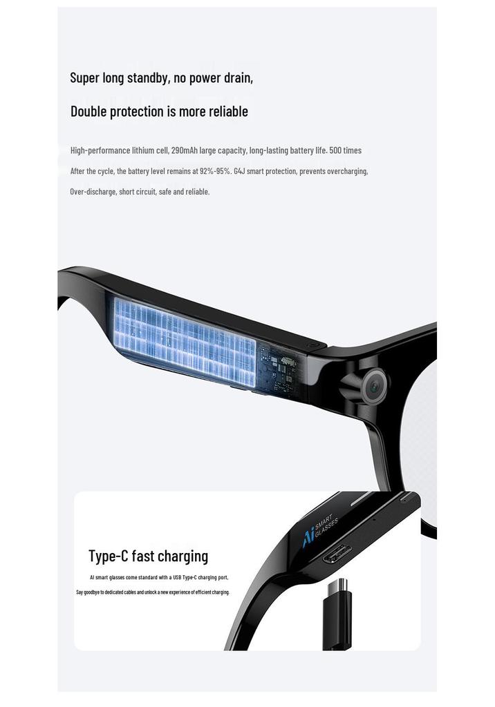 M89 Smart Glasses with 800W Camera, Video Recording, Language Translation, Music Playback, and Call Functionality.
