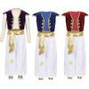 Kids Boys Arabian Prince Costumes Cap Sleeves Vest Waistcoat with Pants Set for Halloween Carnival Cosplay Theme Party