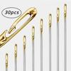 12/30Pcs Side Hole Blind Sewing Needles Stainless Steel Elderly Needles Hand Sewing Stitching Pin DIY Home Self Threading Needle