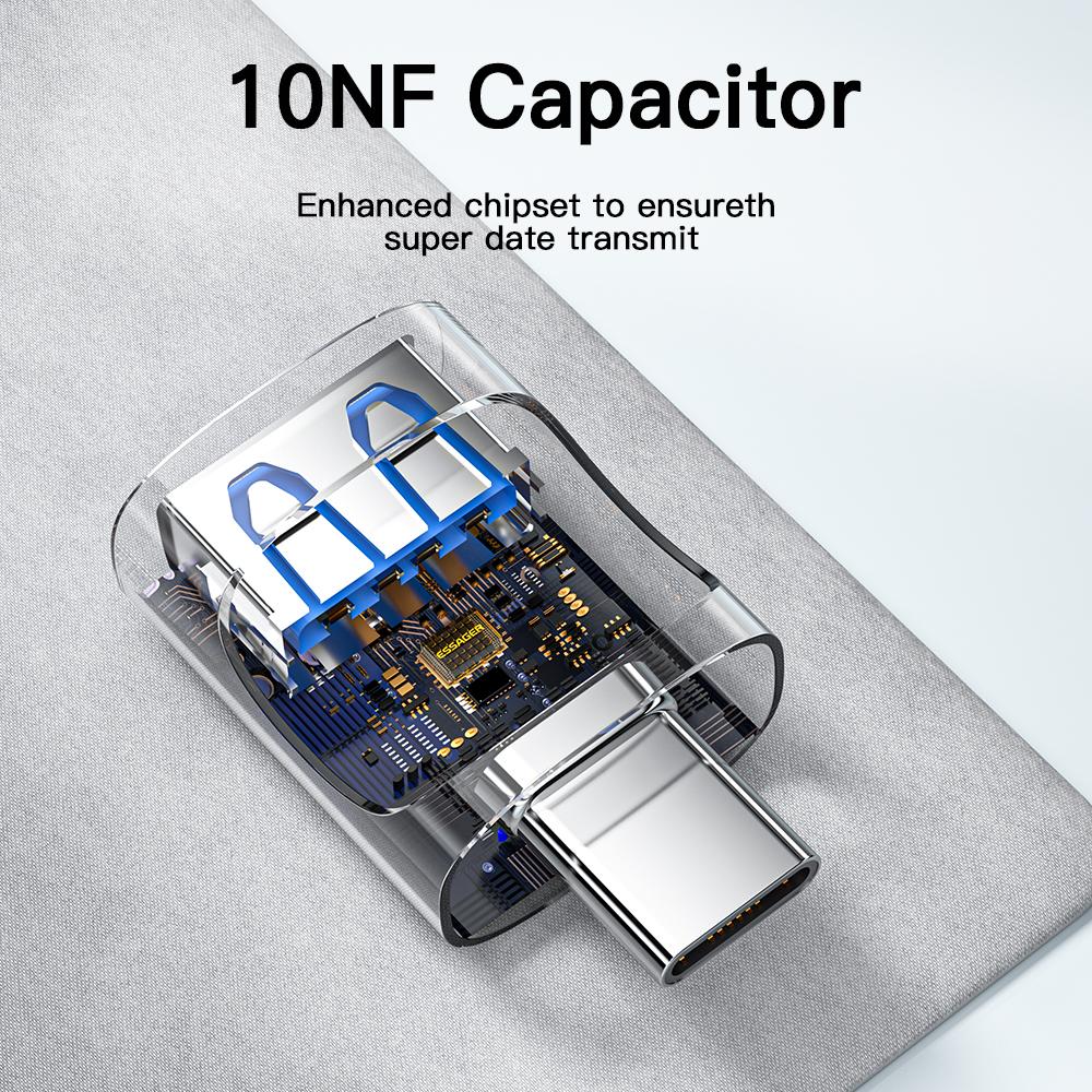 Essager USB 3.0 на Type C OTG Адаптер USB A Type C Male на Micro Type C USB A Female Конвертер для Macbook Ноутбуков Картридер 3