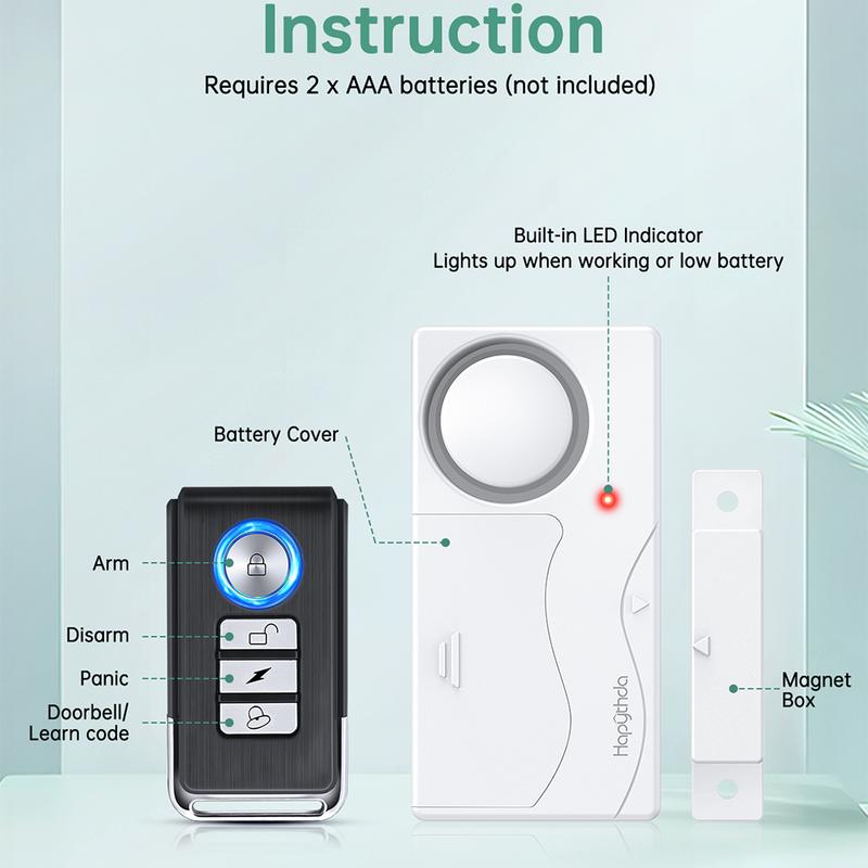 Electop Wireless Door Alarm With Remote 105dB Anti Lost Refrigerator Window Open Reminder Home Security Alarm System
