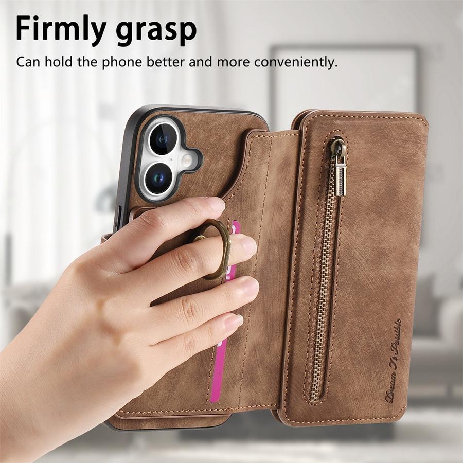 Кожаный держатель для карт из ПУ, кошелек на молнии с RFID-блокировкой для iPhone и Samsung