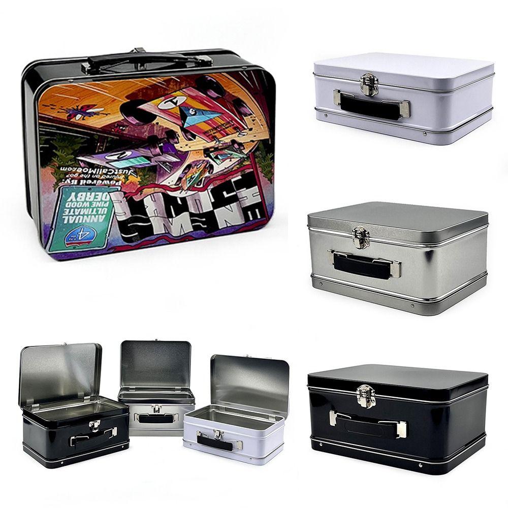 White Black Silver Handheld Iron Box Rectangle Lunch Box Candy Box  Tea Candy Cookies Cake Biscuits