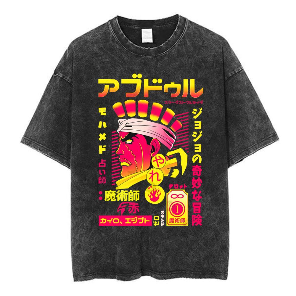 2026 Новый Аниме JoJo Bizarre Adventure Винтажная Стиранная Футболка Diavolo Doppio Манга Футболки Мужские Женские Хлопковые Оверсайз Футболки