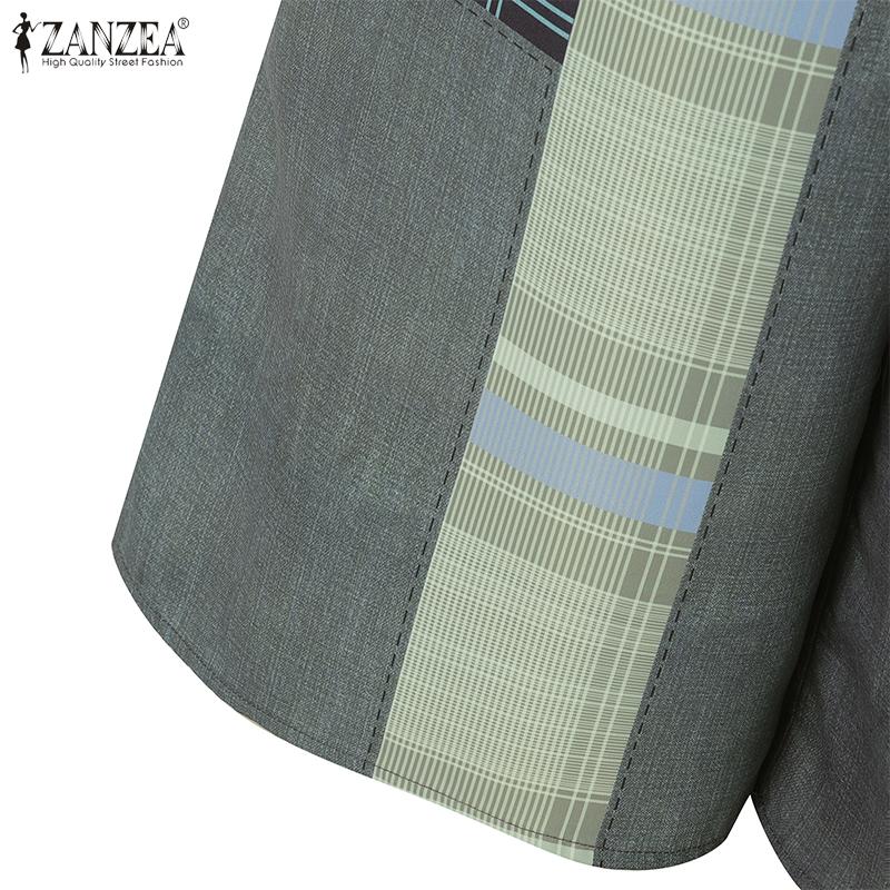 ZANZEA Женские повседневные свободные брюки в стиле пэчворк с эластичной резинкой на талии