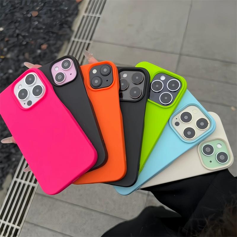 Мягкий ТПУ Ультратонкий Матовый Чехол для Телефона для iPhone 16 15 14 Plus 13 12 11 Pro Max Флуоресцентный Неоновый YK2 Цвет Ударопрочный Скин-Чехол