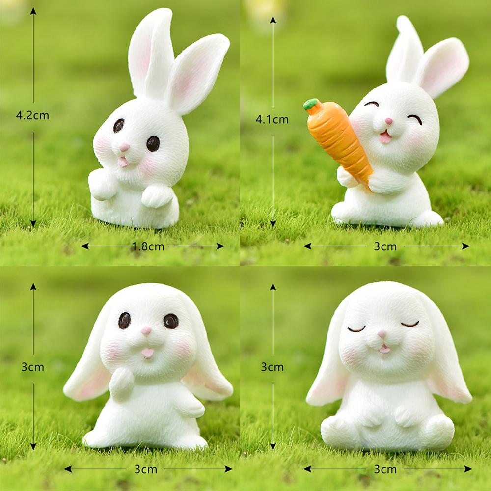 Пасхальный Милый Кролик Зайчик Украшение Миниатюрные Фигурки Морковь Смола Мини Зайчик Ландшафтное Украшение для Пасхальной Вечеринки