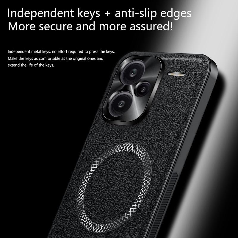 Для Redmi Note 13 Pro+ Pro Plus Чехол Магнитный Элегантный Кожаный Износостойкий Объектив Полностью Закрытый Нескользящий Защита Края Чехол