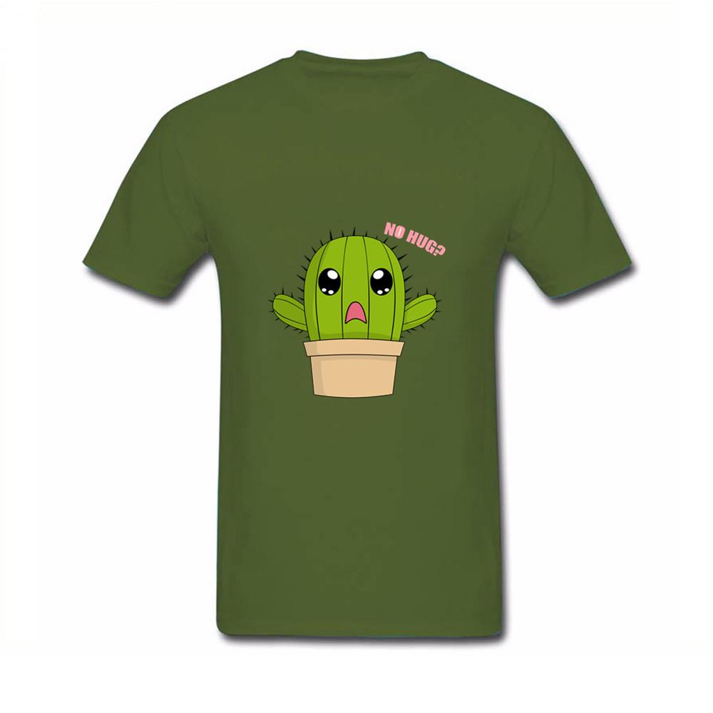 Crop Cactus Hug Pattern No Hug T Shirt Short Sleeve Custom T Shirts