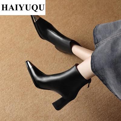Сексуальные женские ботильоны с острым носком, брендовые роскошные туфли на высоком каблуке, новые зимние кожаные туфли-гладиаторы в готическом стиле Chelsea Botines