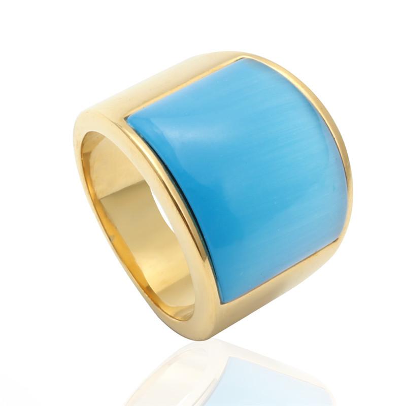 Ювелирное кольцо из нержавеющей стали с разноцветными драгоценными камнями, кольцо с черным агатом для мужчин и женщин, кольцо из титановой стали с разноцветными крупными драгоценными камнями