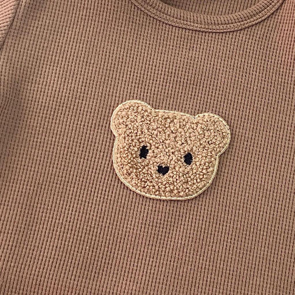 2025 Summer Waffle Bear Infant & Toddler Short Sleeve Romper