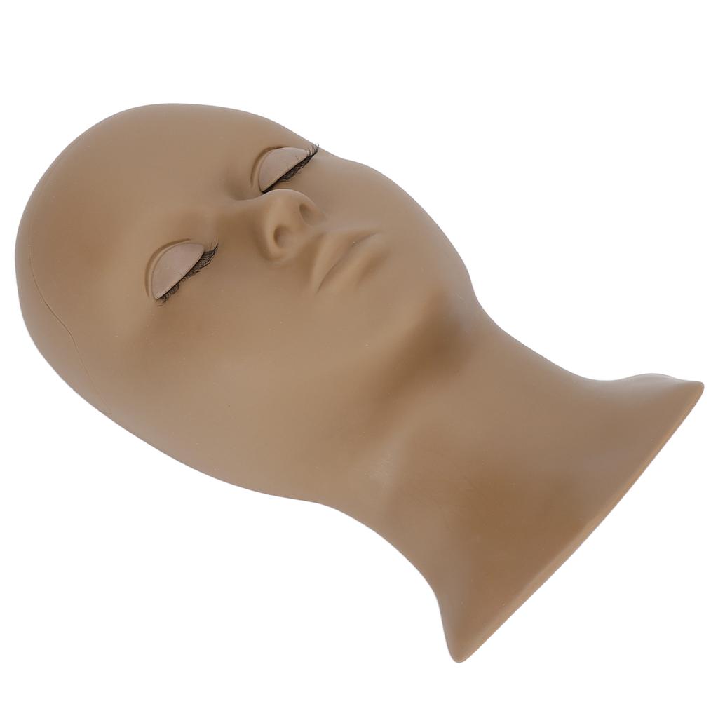 Eyelash Extension Mannequin Head Removable Eyelids High Simulation Silicone Lash Training Practice Head Coffee