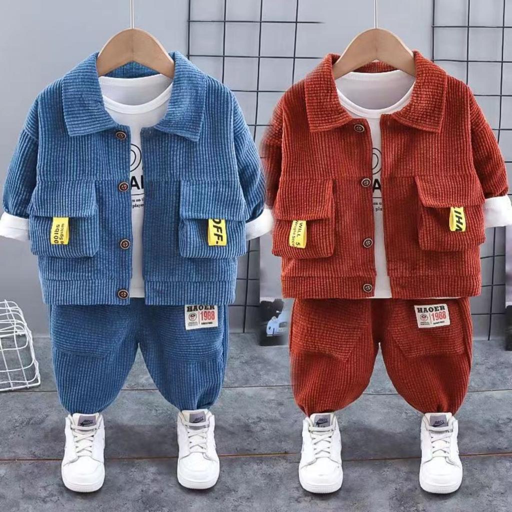 Boys Spring And Autumn Style Stylish Baby Children's Sweatshirt 3-piece Set