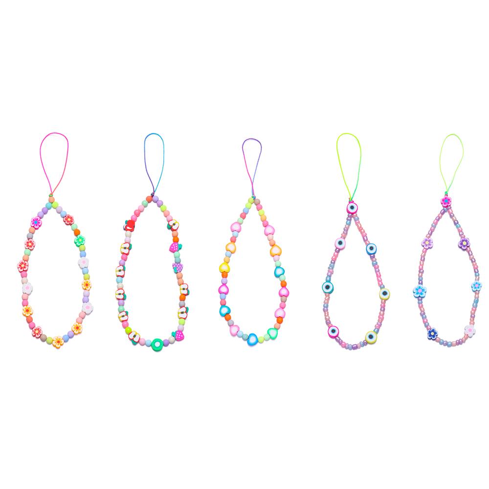 Colorful for Keys Pearl Rope Phone Case Hanging Cord Phone Lanyard Mobile Phone Chain Soft Clay