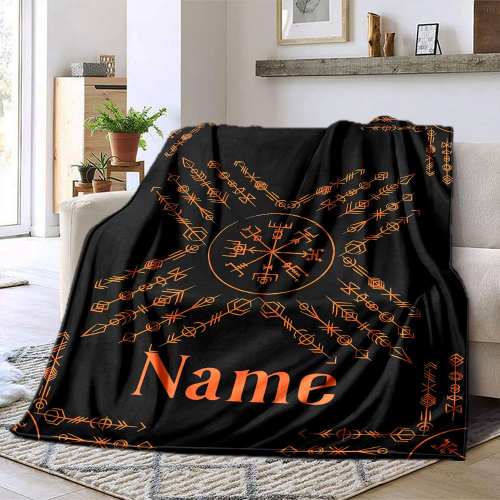 Vegvisir Norse Runes Home Customize Your Name Blankets Comfortable Soft Lightweight Allseason Multipurpose Blanket For Picnics Sofas Offices Beds