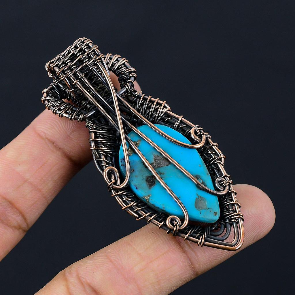 Ювелирные изделия ручной работы с подвеской из чистой медной проволоки из бирюзового камня для нее