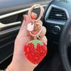 Ceramic Strawberry Keychain with Large Diamond-Style Metal Buckle - Women’s Cute and Creative Pendant