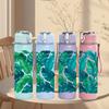 1PC Tropical Monstera Leaf 750ml Color Plastic Sports Water Bottle Leakproof Flip Straw Lid Suitable for Sports Office Home Use