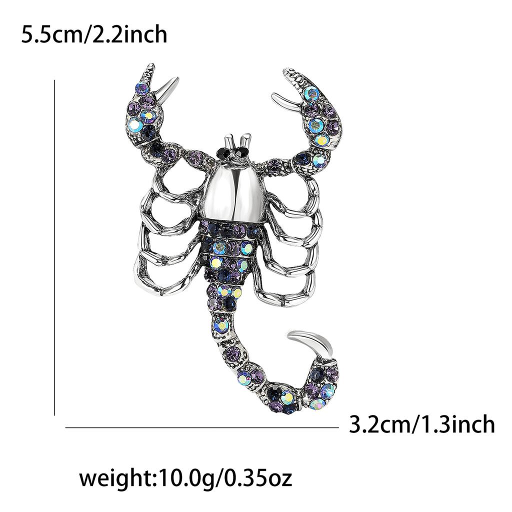 Модная креативная брошь в виде скорпиона из сплава со стразами, персонализированная мужская и женская рубашка, корсаж, ювелирное украшение