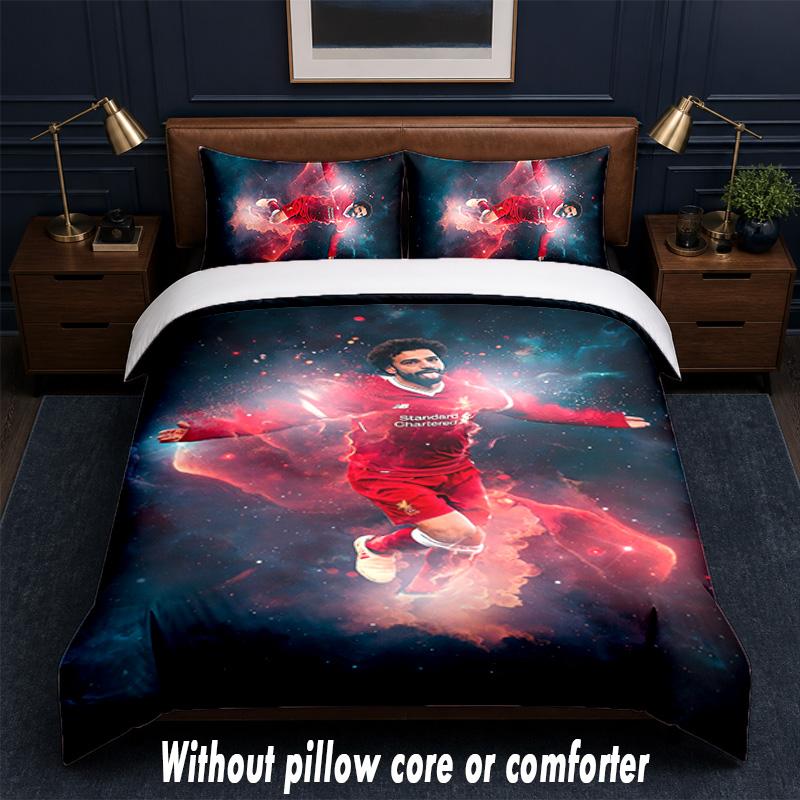 Mohamed Salah Design Bed Bedding Set 1 Duvet Cover + 2 Pillowcases Soft Breathable Household Bed Linens