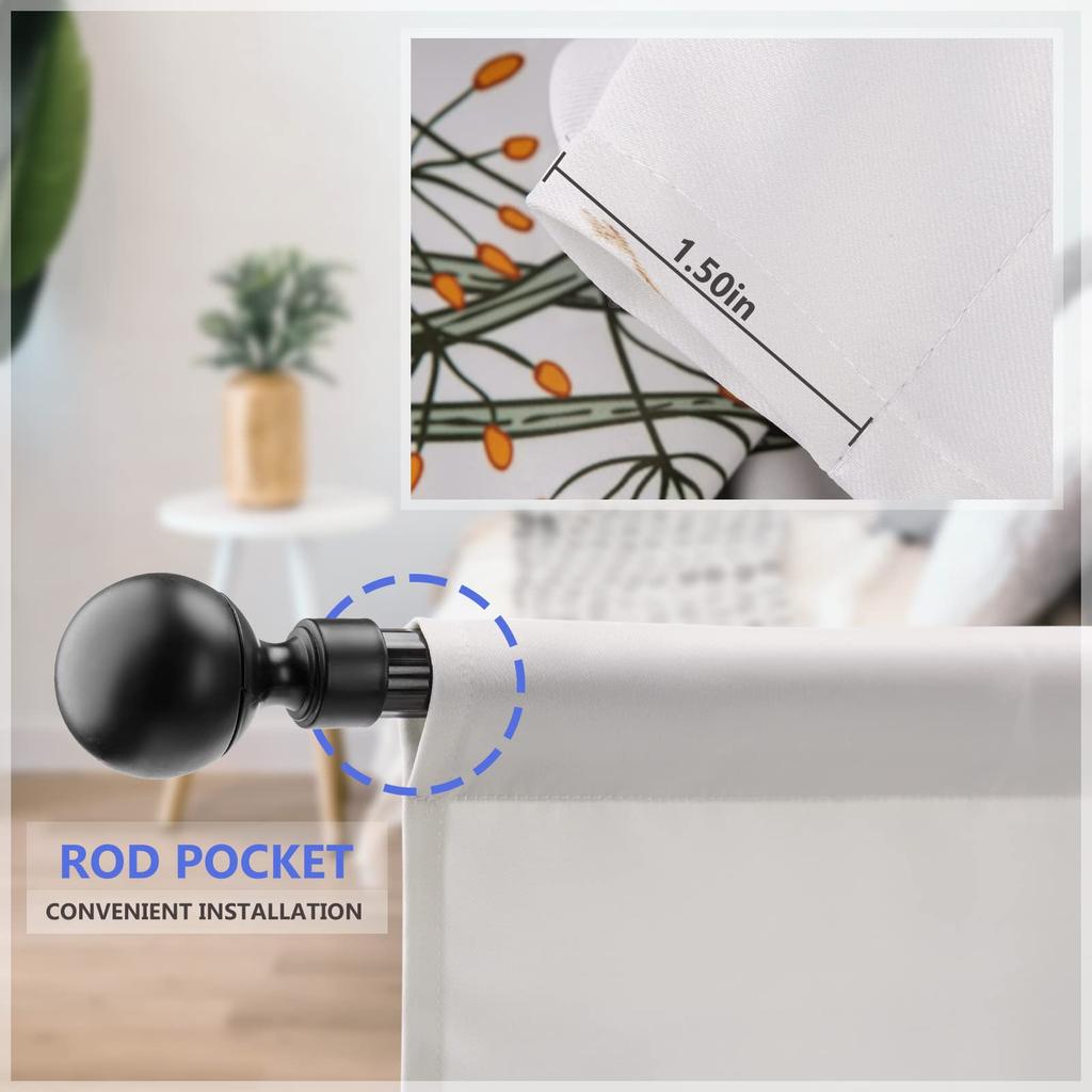 Floral Vintage Flower Kitchen Curtains Rustic Blue Tulip Farmhouse Short Cafe Tier Curtains Decor For Rod Pocket Window Drapes