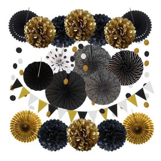 Набор украшений для вечеринки, красочные бумажные цветы, вееры, помпоны, баннеры, карнавал, день рождения, праздник, фиеста, украшения