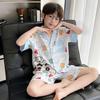 Boys Pajama Set Ice Silk 3-Piece Short Sleeve Lounge Wear Kids 8 Years Cartoon Print Lightweight Sleepwear