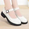 Spring Autumn Women Belt Buckle Mary Janes Shoes Patent Leather Dress Round Head Flat Heel Solid Color Women's Shoes