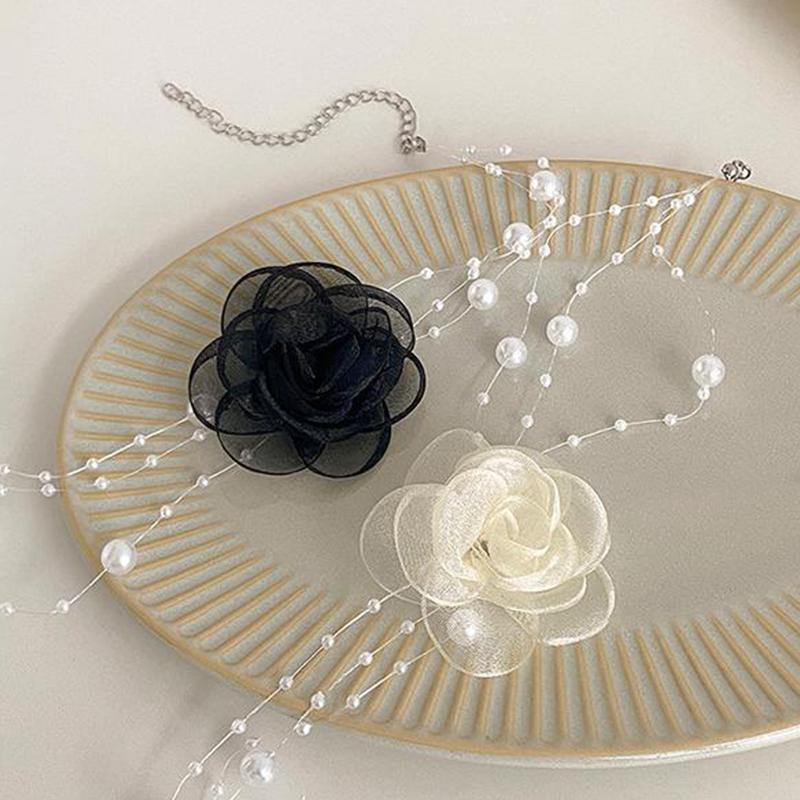 Романтическое колье-чокер с цветочным жемчугом, женское ожерелье-цепочка с цветком