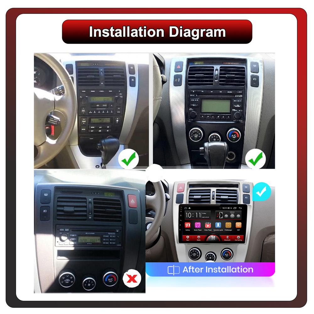 2DIN Android Автомобильная радиостанция Car-Play, Hyundai Tucson 2006-2013, Мультимедийный плеер, Головное устройство, Стерео, GPS-навигация, BT, WIFI, 1+16 ГБ