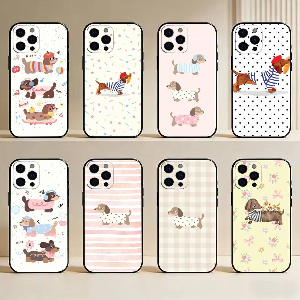 Такса   Чехол для телефона для iPhone 17, 16,15,14,13,12,11 Plus,Pro Max, Другие Мягкий Черный Чехол