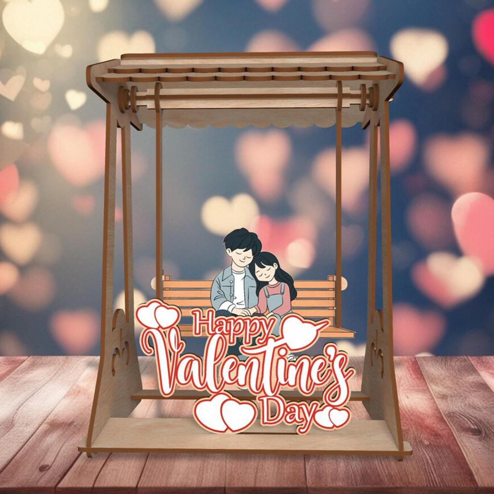 Valentine’s Day Wood Decoration Rustic Swing Chair Couple Ornament Handmade Farmhouse Table Sign Valentine's Day Anniversary