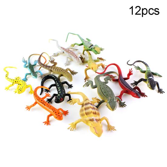 12Pcs Mini Simulation Lizard Gecko Animal Model Magic Trick Kids Education Toy