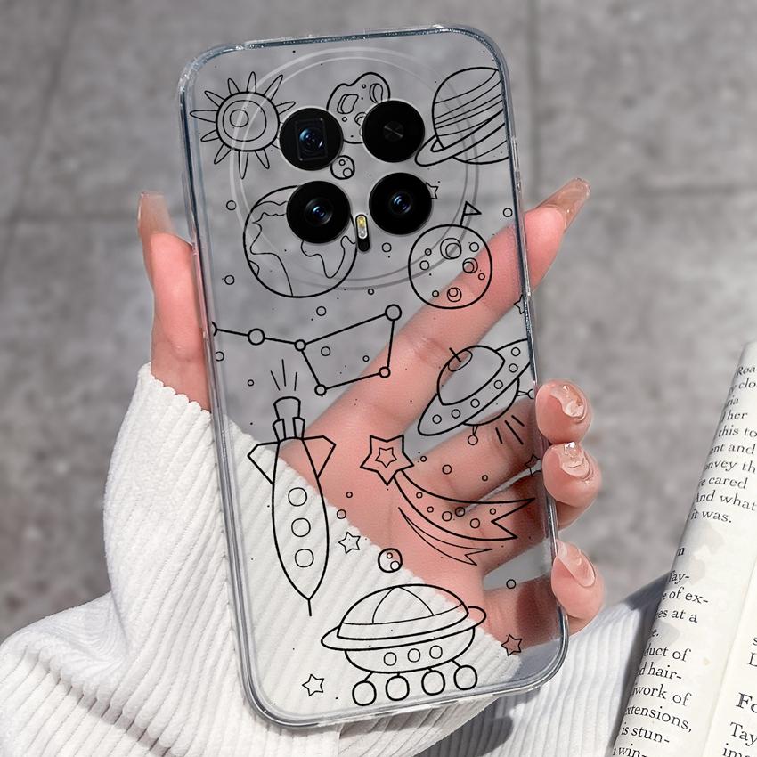 Для Huawei Honor Magic8 7 6 5 Pro Nova 12 Ultra 12i Чехол для телефона Красивый цветочный узор Прозрачный силиконовый Полностью защитный чехол Для корпуса Huawei