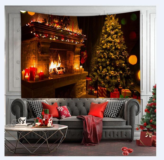 Гобелен с принтом рождественской елки, настенный фон, тканевый декор, красный Санта-Клаус, полиэстеровый гобелен, украшение на стену для дома и комнаты