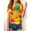 Детские футболки с 3D-принтом, фруктовых цветов, для девочек, клетчатые, модные, мягкие, удобные, детские топы