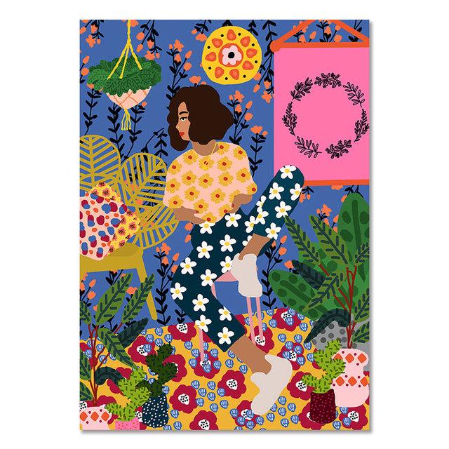 Tropical Colorful Girl Car Flower Koala Leopard Wall Art Canvas Painting Posters And Prints Wall Pictures For Living Room Decor No Frame