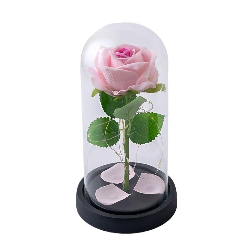 Eternal Flower Glass Cover Flannel Rose Mother's Day Valentine's Day Christmas Gift Decorative Ornament Spot New Product