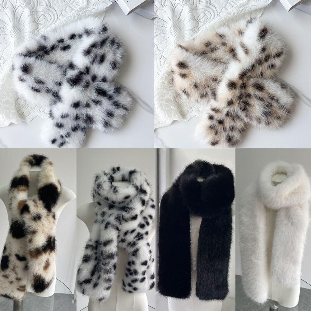 Soft Plush Scarf Thickened Leopard Print Scarf Warm Winter Scarf For Women